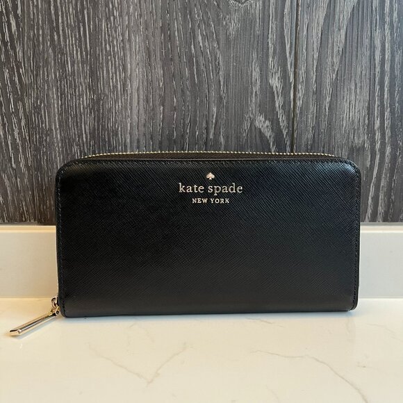 Kate Spade black zip around leather wallet - Picture 1 of 3